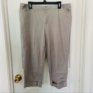 COLDWATER CREEK natural fit tan khaki cotton stretch capris Size 16